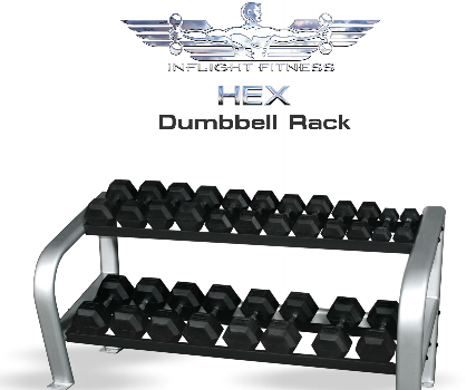 Deluxe Rack & Rubber Hex Dumbbells